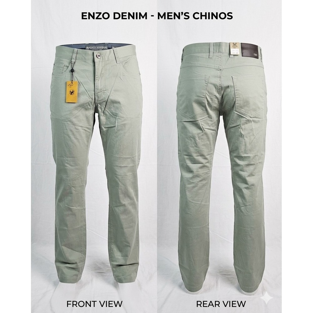 Enzo Denim Pablo-1 Mens Chino Pants Size 32 Light Green Sage Straight Leg NWT